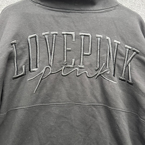 PINK Victoria's Secret Sweatshirt Women's Size L Black Funnel Neck Pullover Logo - Picture 11 of 12